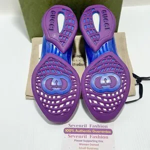 Gucci | Shoes | Gucci Run Us 105 Knit Low Top Sneakers Blue  display picture 3